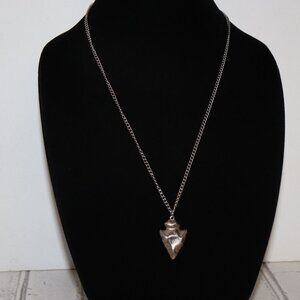 ➶ Vintage Silver Arrow Pendant Necklace 22.5" Chain | Directional & Sleek |